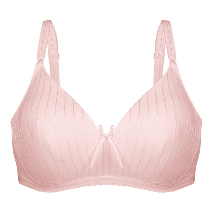 Bestform® Striped Wireless Cotton Bra, Pink, large