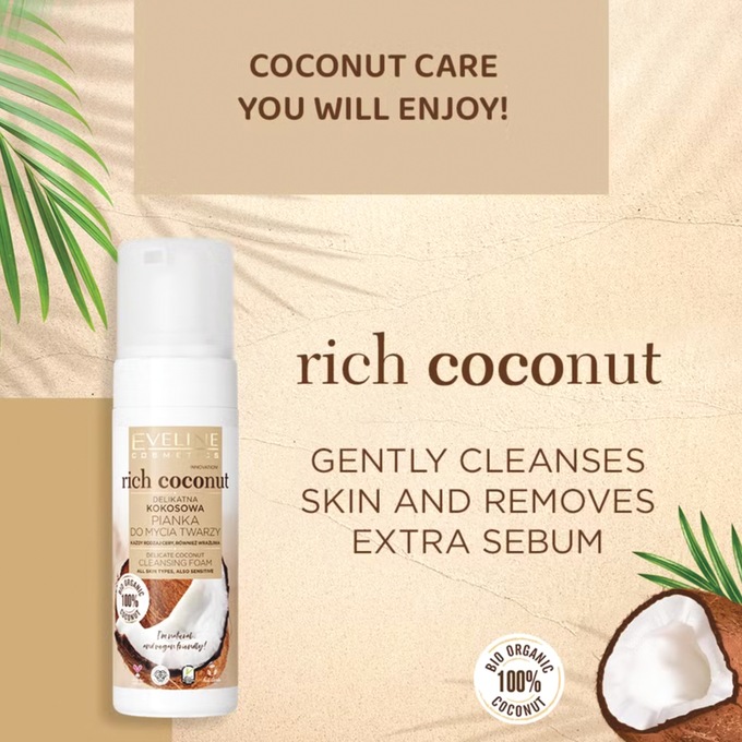 Eveline Rich Coconut Delicate Face Wash Foam, , large