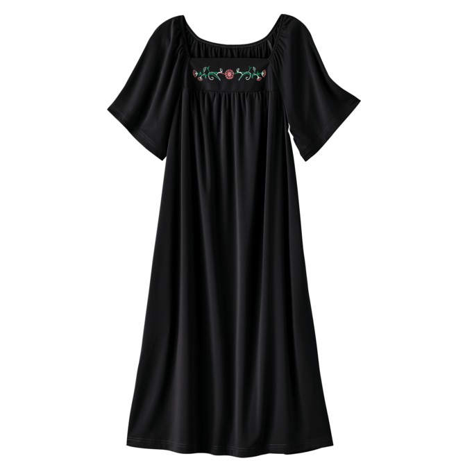 Embroidered Solid Waltz Lounger, , large