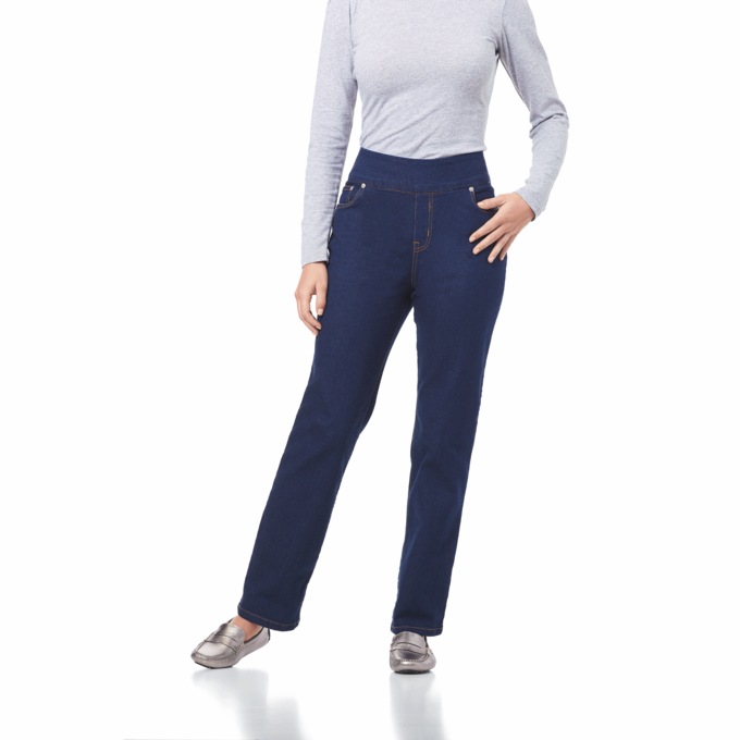 Pull-on Straight Leg Jeans, , large