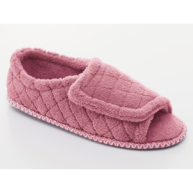 Ladies' Open Toe, Quilted Slipper, , large