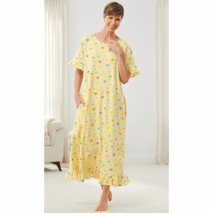 Ruffle-Trim Lounge Dress, , large
