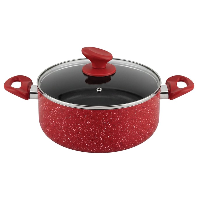 Chef Tested 11-Piece Granite Ceramic Nonstick Cookware Set, Red, large