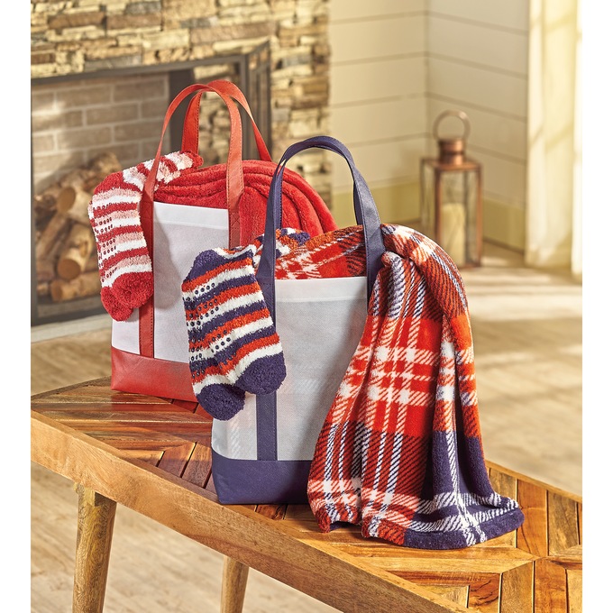 Tote, Throw & Sock Set, , large