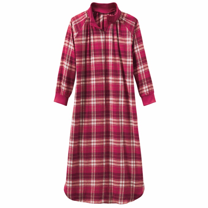 Flannel Zip-Front Lounger, , large