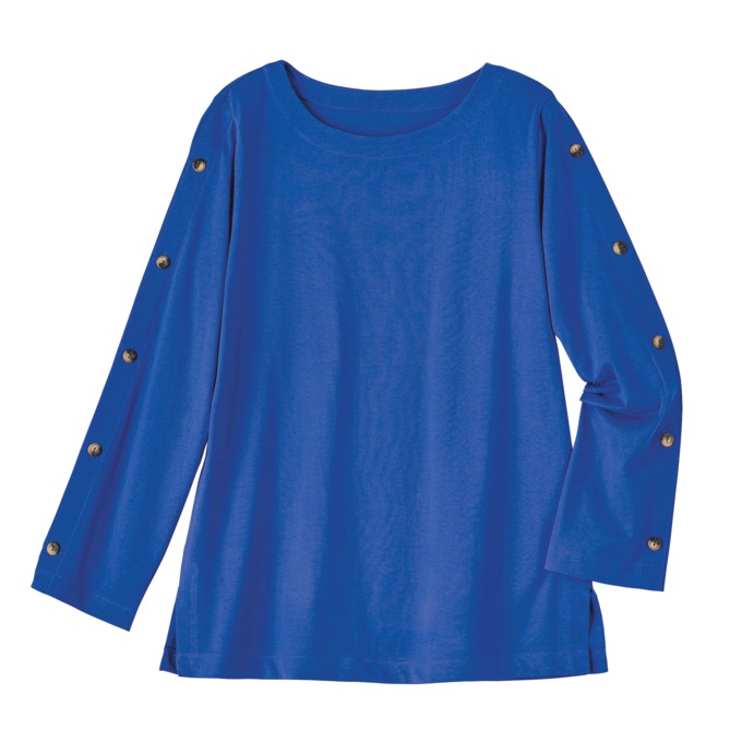 Button-Sleeve Top, , large