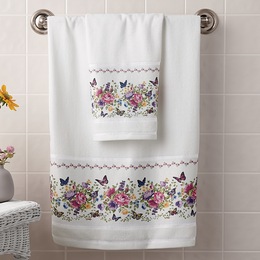 2-Piece Butterfly Floral Bath Towel Set, , large