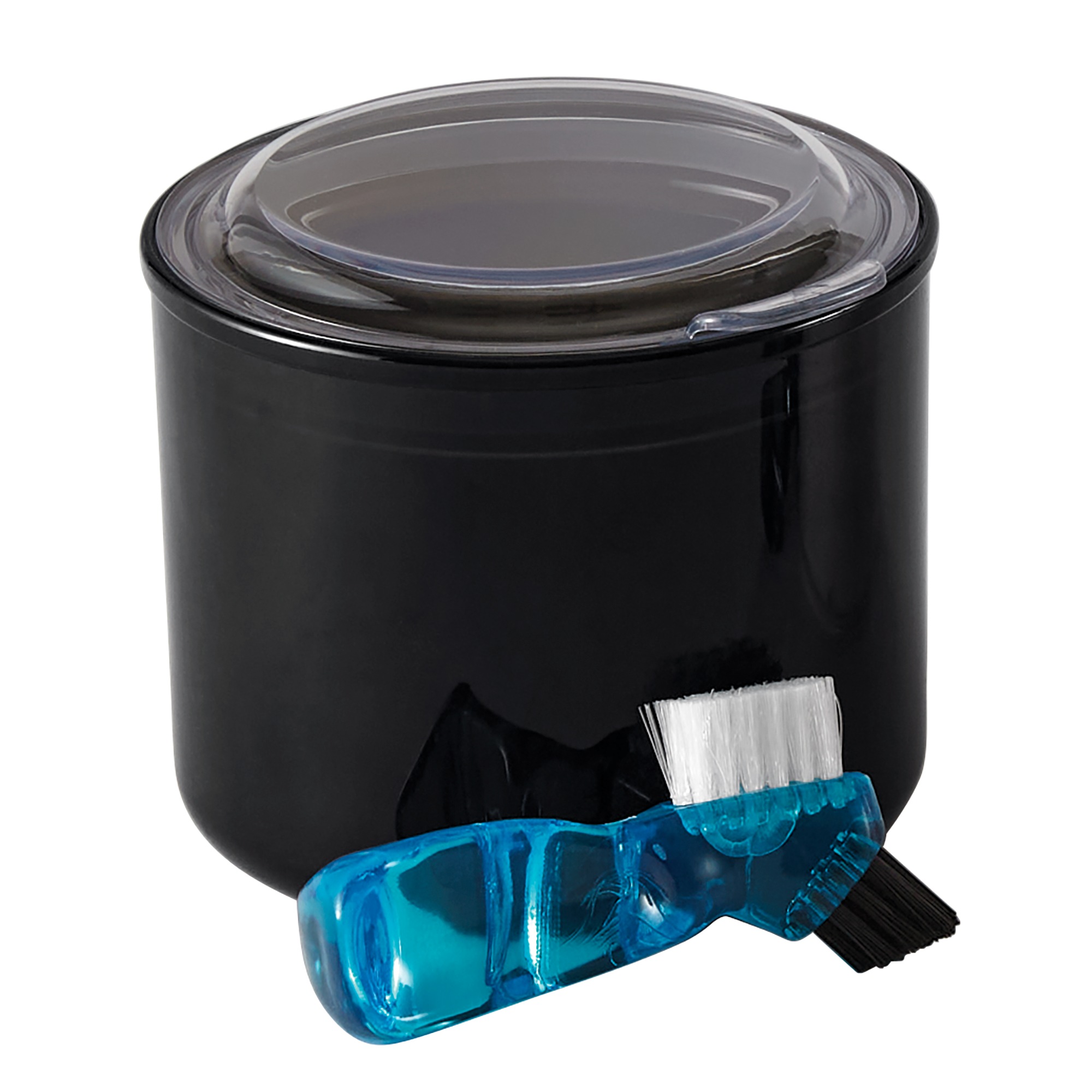 Denture Case with Brush, Black, large