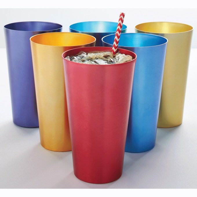 Set of 6 Aluminum Tumblers, Brights, large