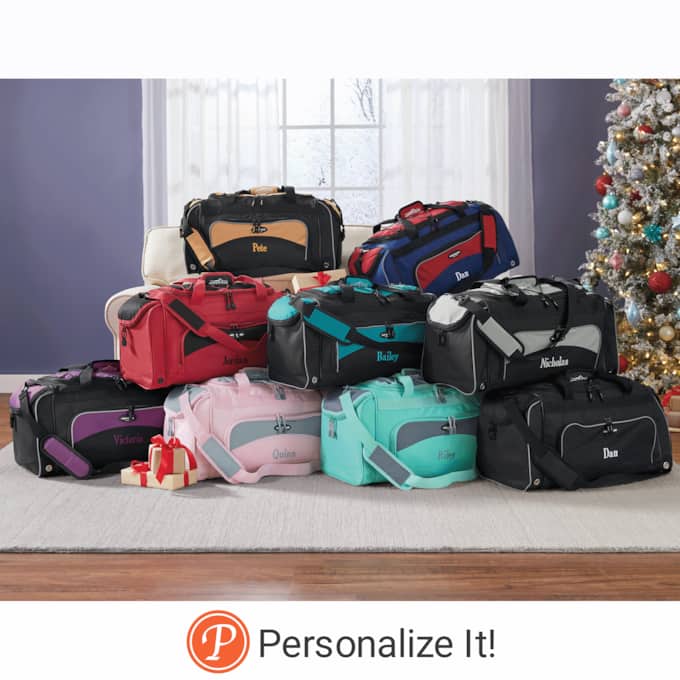 Personalized Duffel Bag with Shoe Pocket and Lockable Zips, , large