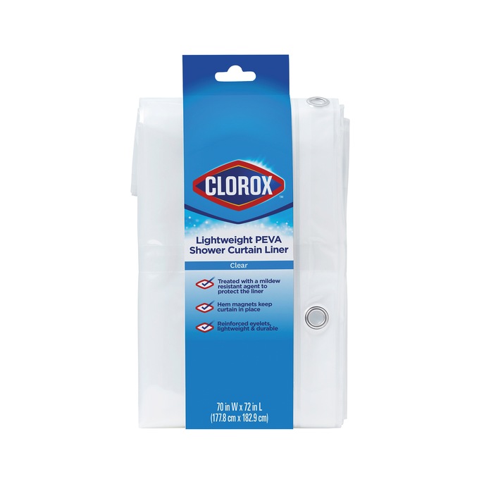 Clorox Shower Curtain Liner, Clear, large