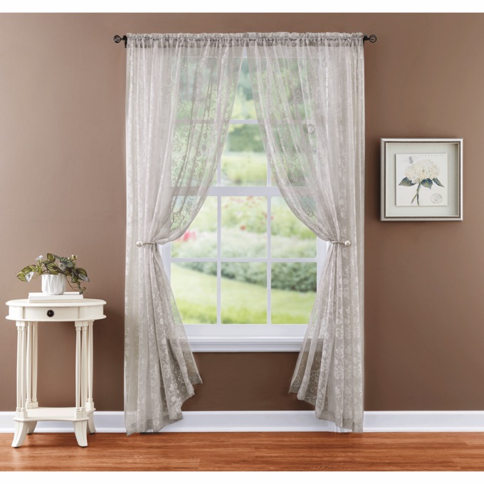 Lace Curtain Panel, Silver Gray, large