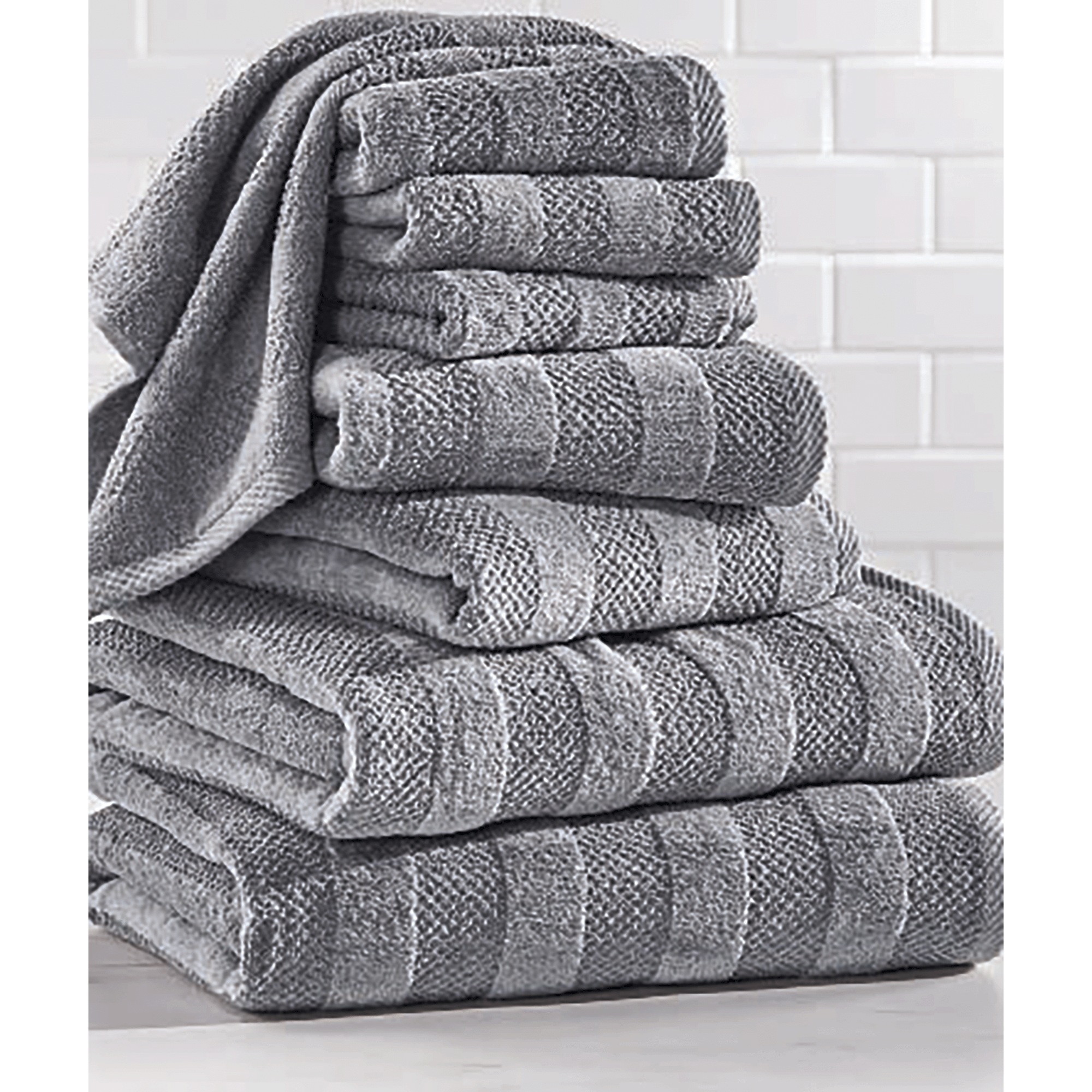 Quick Dry Cotton Bath Towel Set, Gray, large
