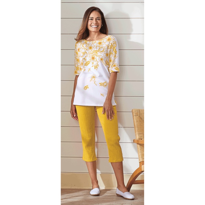 Roll Sleeve Top, Yellow Gold, large