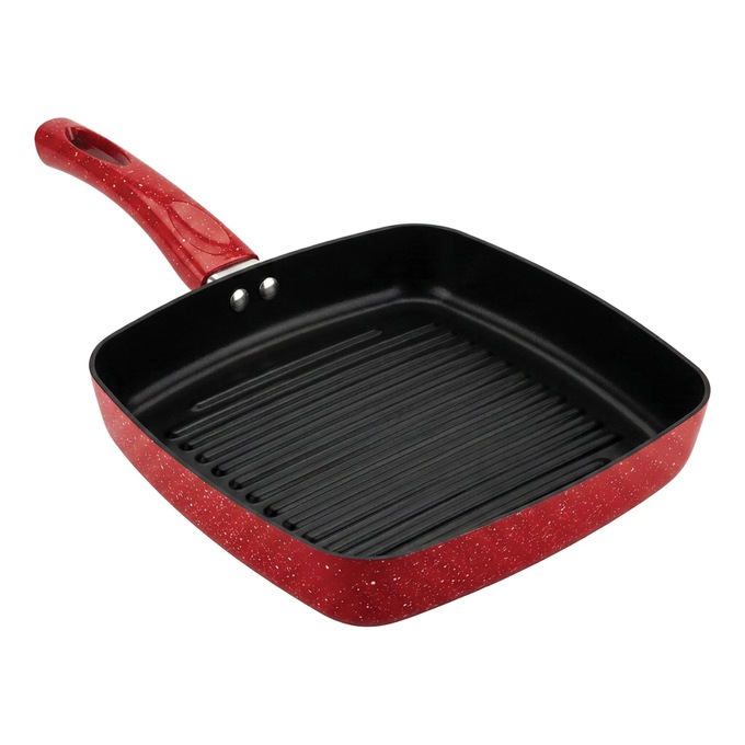Chef Tested 11-Piece Granite Ceramic Nonstick Cookware Set, Red, large