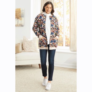 Snap-Front Cotton-Blend Women's Cardigan, , large