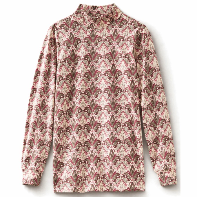 Long-Sleeve Mock Neck Top - Print, , large