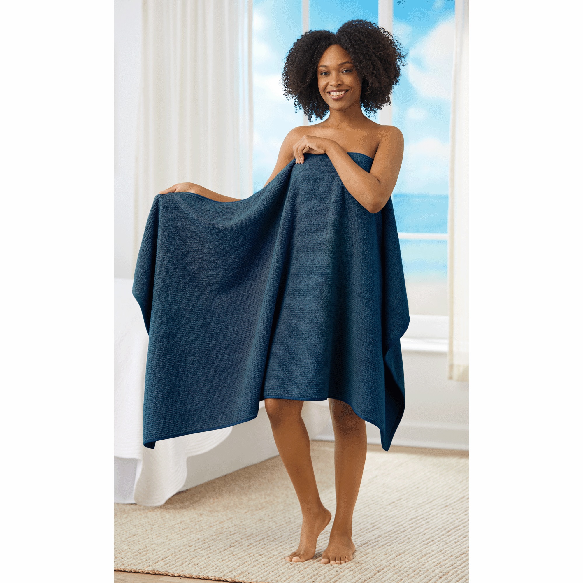 Oversized Towel, Blue, large