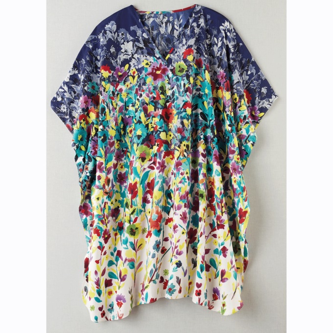 Satin Caftan, Floral, large