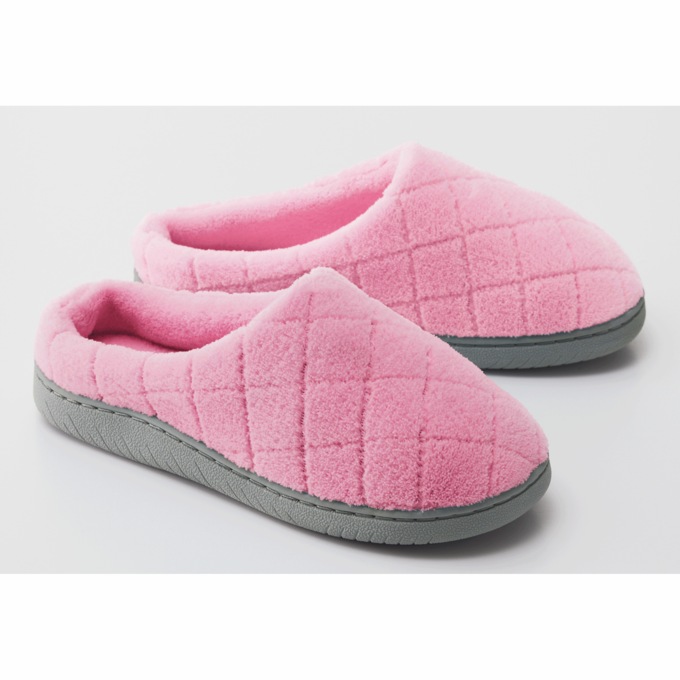 Quilted Trim Memory Foam Slippers, , large