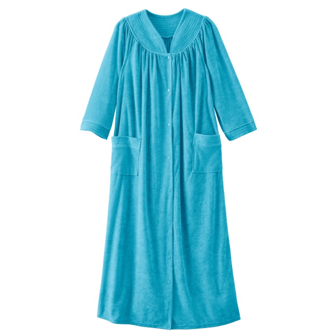 Snap-Front Long Terry Robe, , large