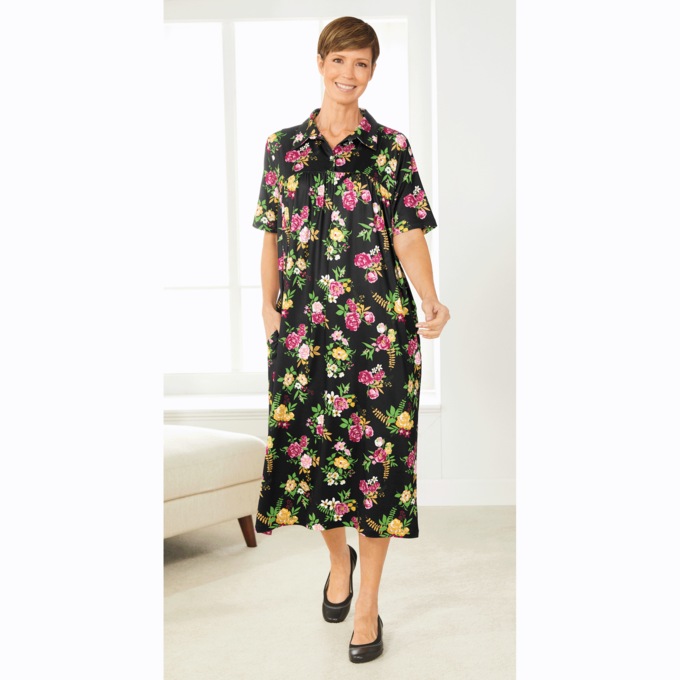 Short-Sleeve Collared Dress, , large