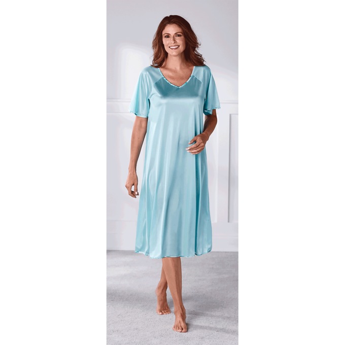 2-Pack Silky Tricot Nightgowns by Cozee Corner®, Seagrass Floral Seagrass, large