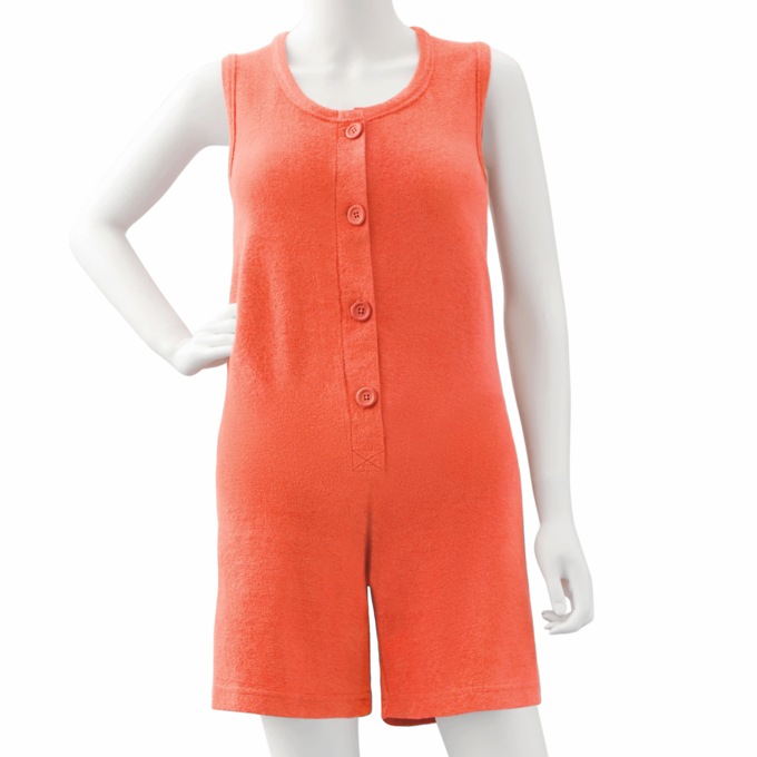 Button-Front Terry Romper, , large