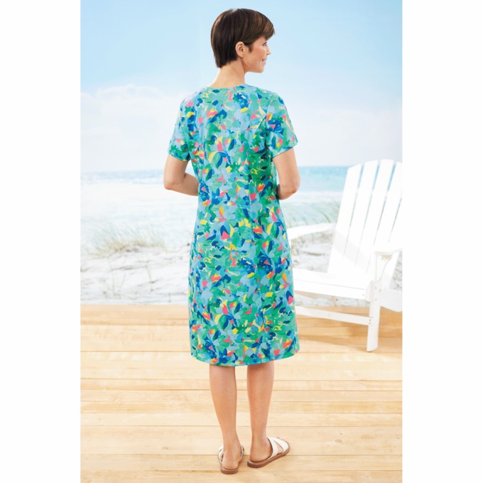 Short-Sleeve Brushstroke Dress, , large