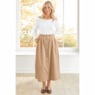 Button-Front Denim Skirt, Khaki, large