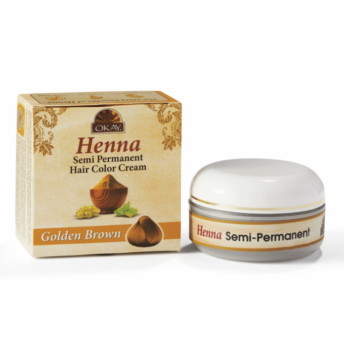 Okay Henna Semi-Permanent Hair Color, Golden Brown, large