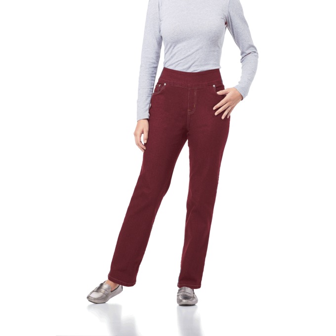 Pull-on Straight Leg Jeans, , large