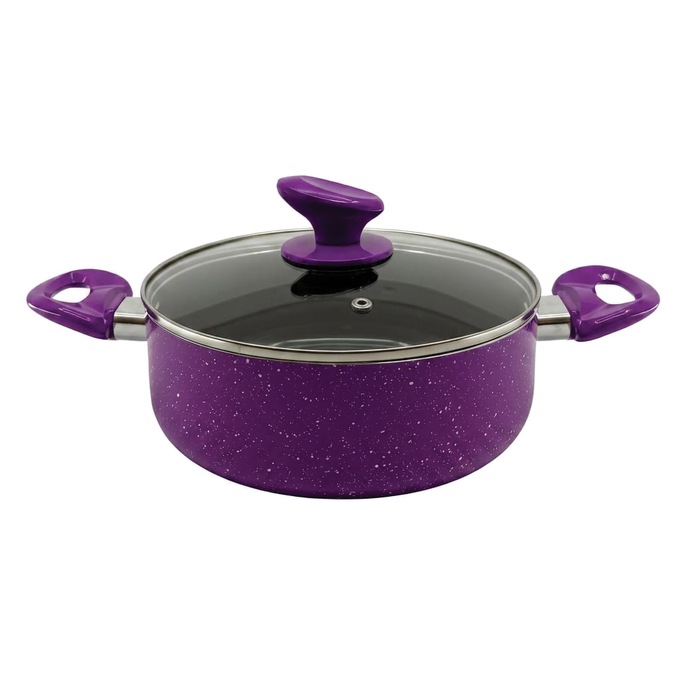 Chef Tested 11-Piece Granite Ceramic Nonstick Cookware Set, Purple, large