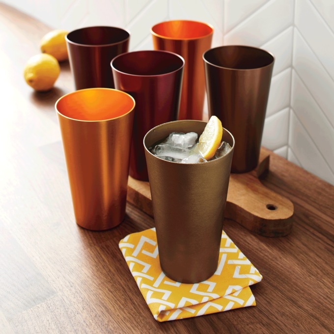 Set of 6 Aluminum Tumblers, Harvest, large