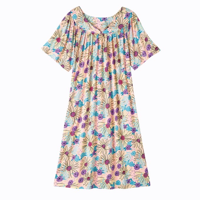 Sweetheart Neck Lounger, Peach Floral, large