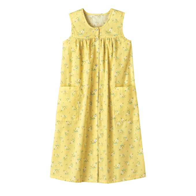 Sleeveless Woven Cotton Shift Dress with Pockets, , large