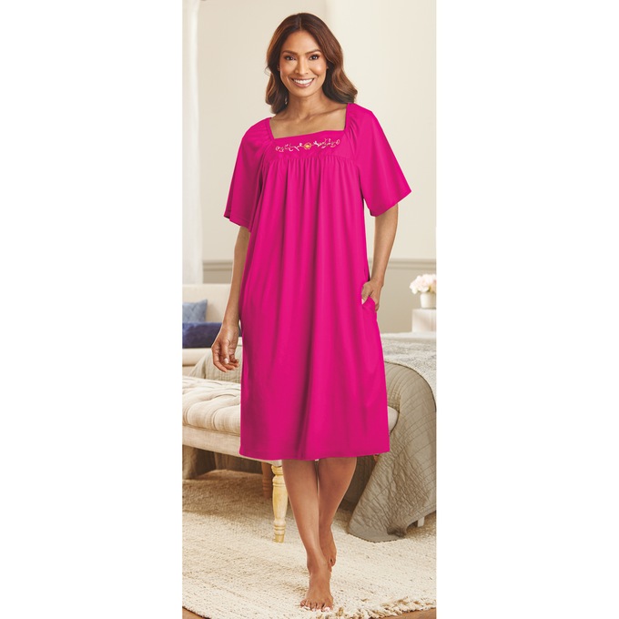 Embroidered Solid Waltz Lounger, , large