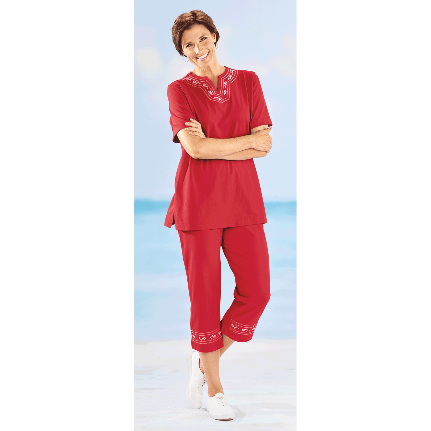 Embroidered Capri Set Harriet Carter