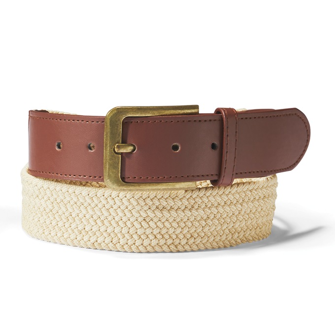 Set of 2 Men's Stretch Belts, Brown, large