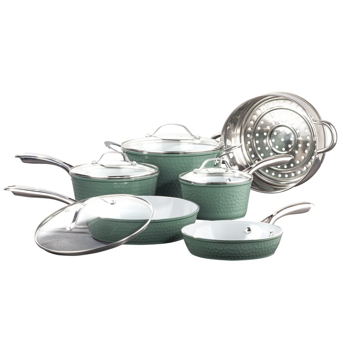 Gotham Steel Hammered Ceramic 10-piece Cookware Set, , large