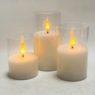Set of 3 Transparent Bullet Glass LED Candles, , large