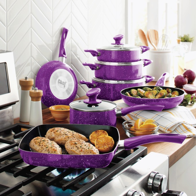 Chef Tested 11-Piece Granite Ceramic Nonstick Cookware Set, , large