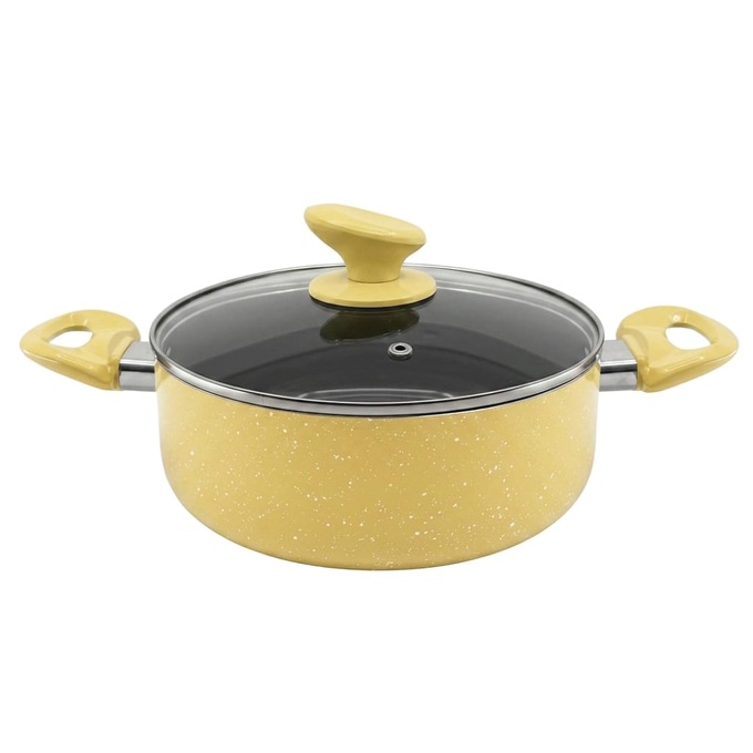 Chef Tested 11-Piece Granite Ceramic Nonstick Cookware Set, Yellow, large