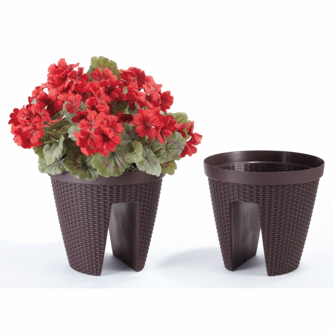 Set of 2 Basketweave Rail Planters, , large