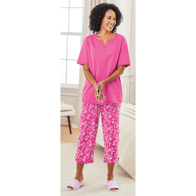 Printed Capri Pajama Set, , large