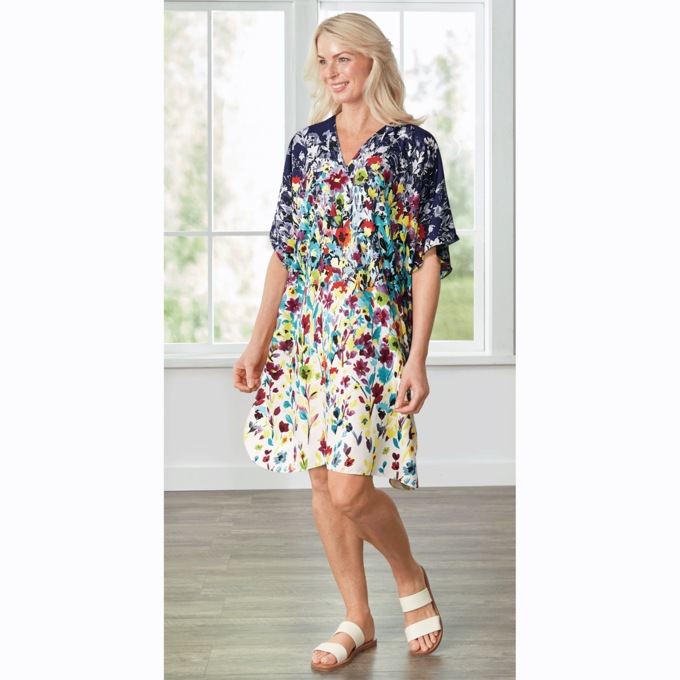 Satin Caftan, Floral, large