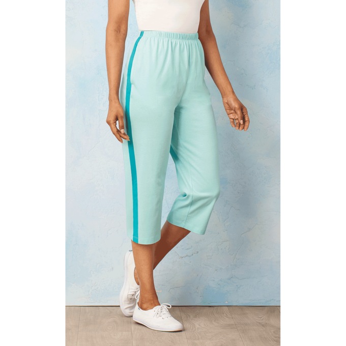Contrast Stripe Capris, , large