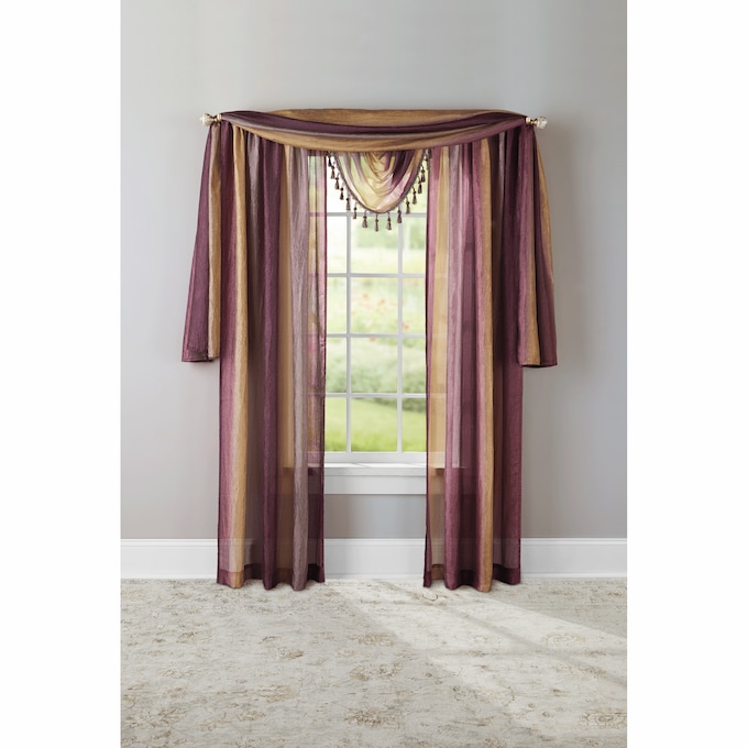 Ombr&eacute; Tasseled Waterfall Valance, Purple, large