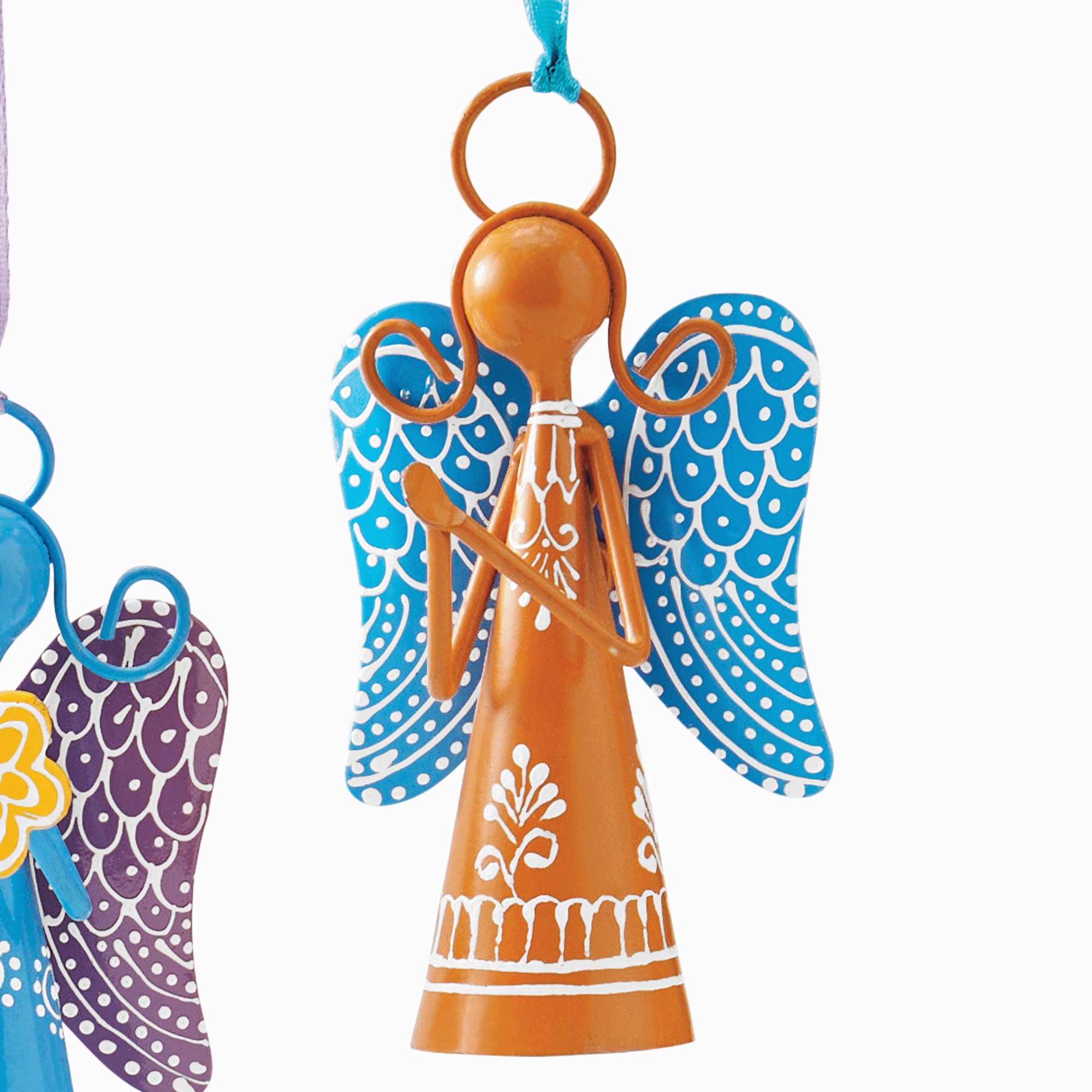 Hand-Painted Angel Bell, Orange, large