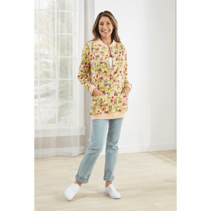 Snap-Front Cardigan, Floral Multi, large